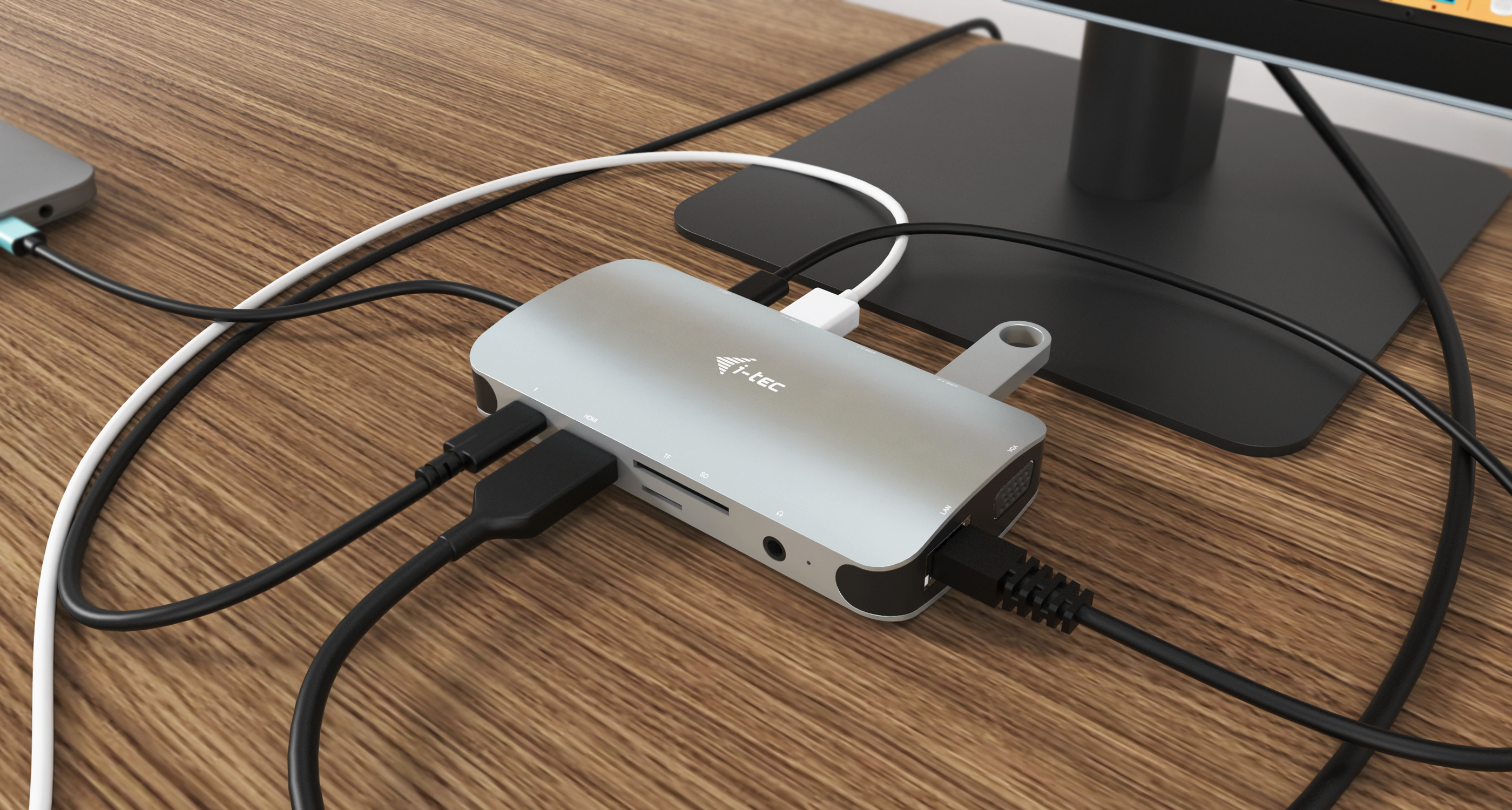 i-Tec USB-C Metal Nano Dock HDMI + VGA LAN 100 W Power Delivery Silber