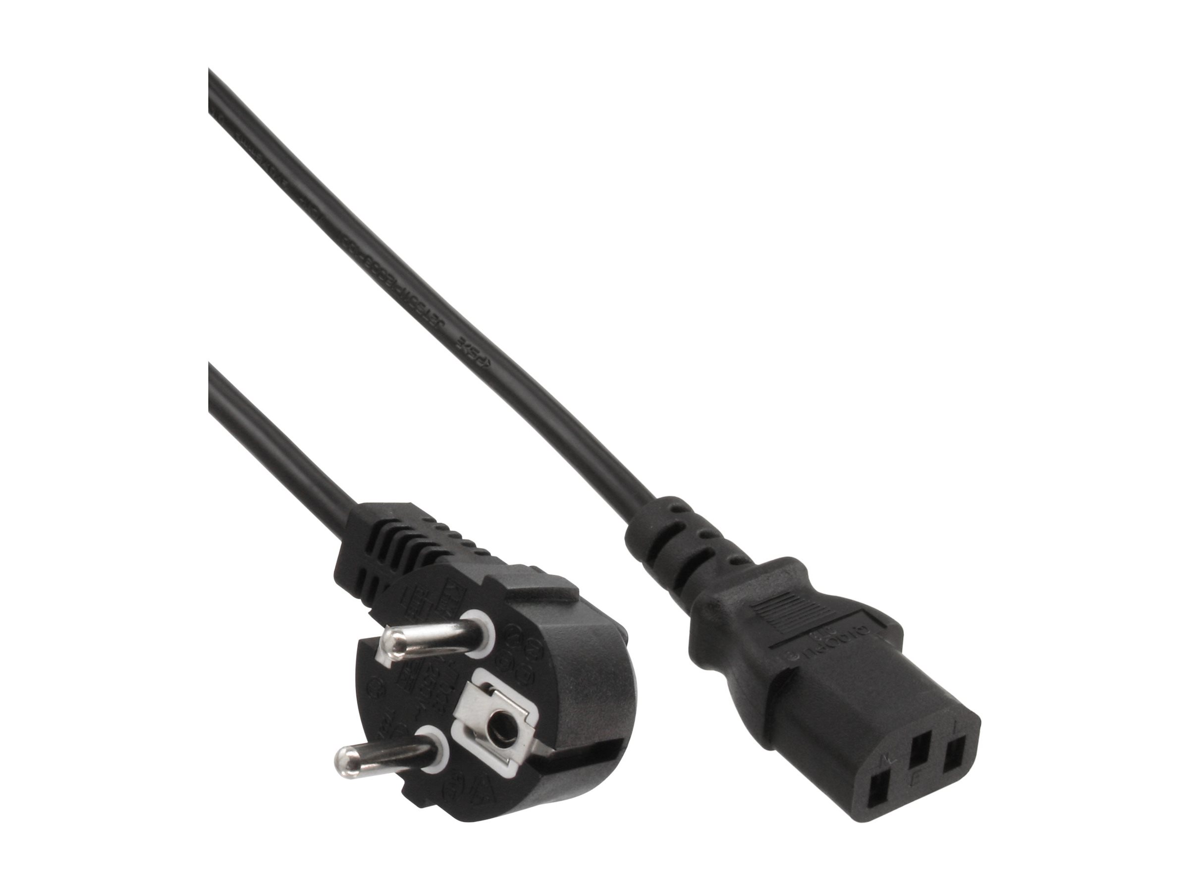 InLine 25er Bulk-Pack Netzkabel Schutzkontakt gewinkelt auf Kaltgerätestecker C13 3 m Schwarz