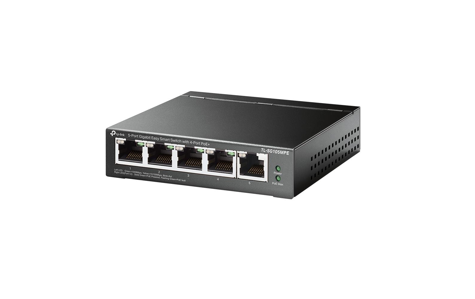 TP-Link TL-SG105MPE 5-Port Gigabit Easy Smart Switch PoE+ Grau