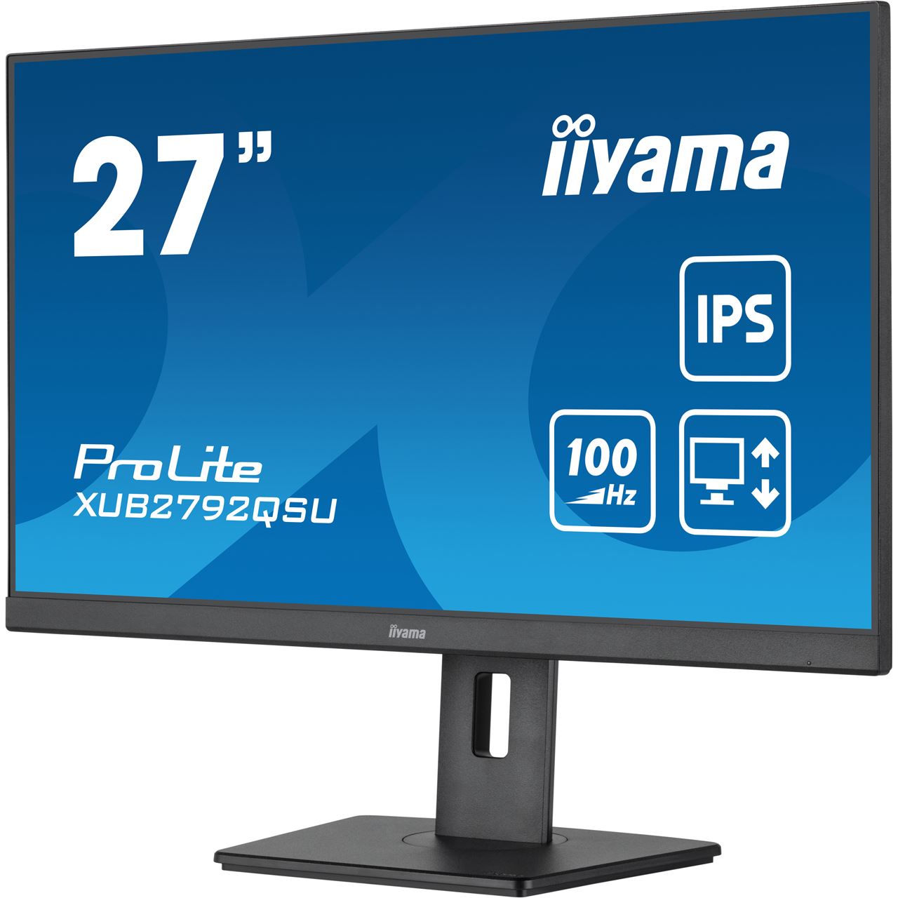 iiyama 27 '' (68.5 cm) Monitor mit WQHD-Auflösung, IPS-Panel-Technologie, 100Hz Bildwiederholrate und einem 150 mm höhenverstellbaren Standfuß [Energieklasse F] (XUB2792QSU-B6)