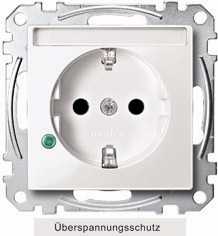 Merten SCHUKO-Steckdose mit Überspannungsschutz und Schriftfeld (MEG2305-0419)