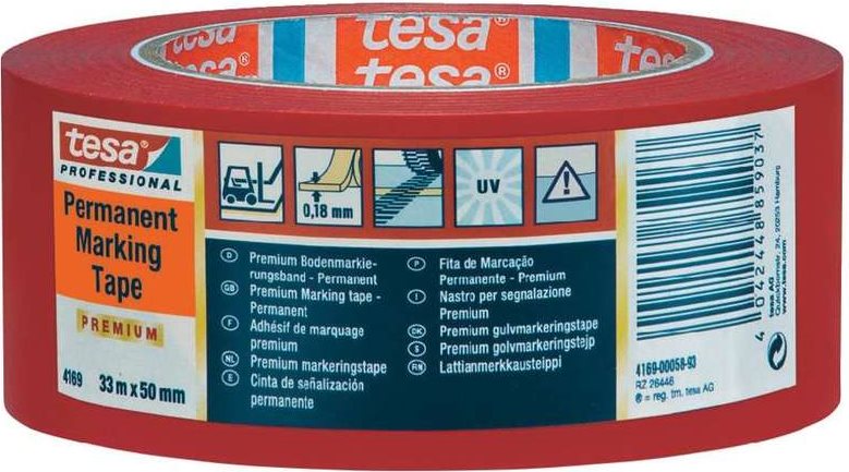 tesa® Premium Bodenmarkierungs- & Warnband 4169 (L x B) 33 m x 50 mm Gelb PVC 4169-58-93 In (4169-58-93)