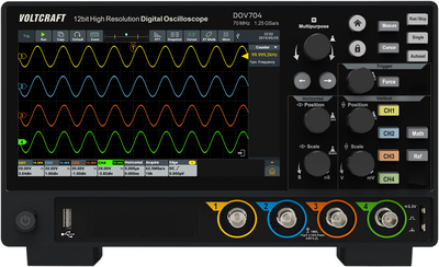Voltcraft DOV704 Digital-Oszilloskop 70 MHz 4-Kanal 1.25 GSa/s 50 Mpts 12 Bit Digital-Speicher (VC-16753910)