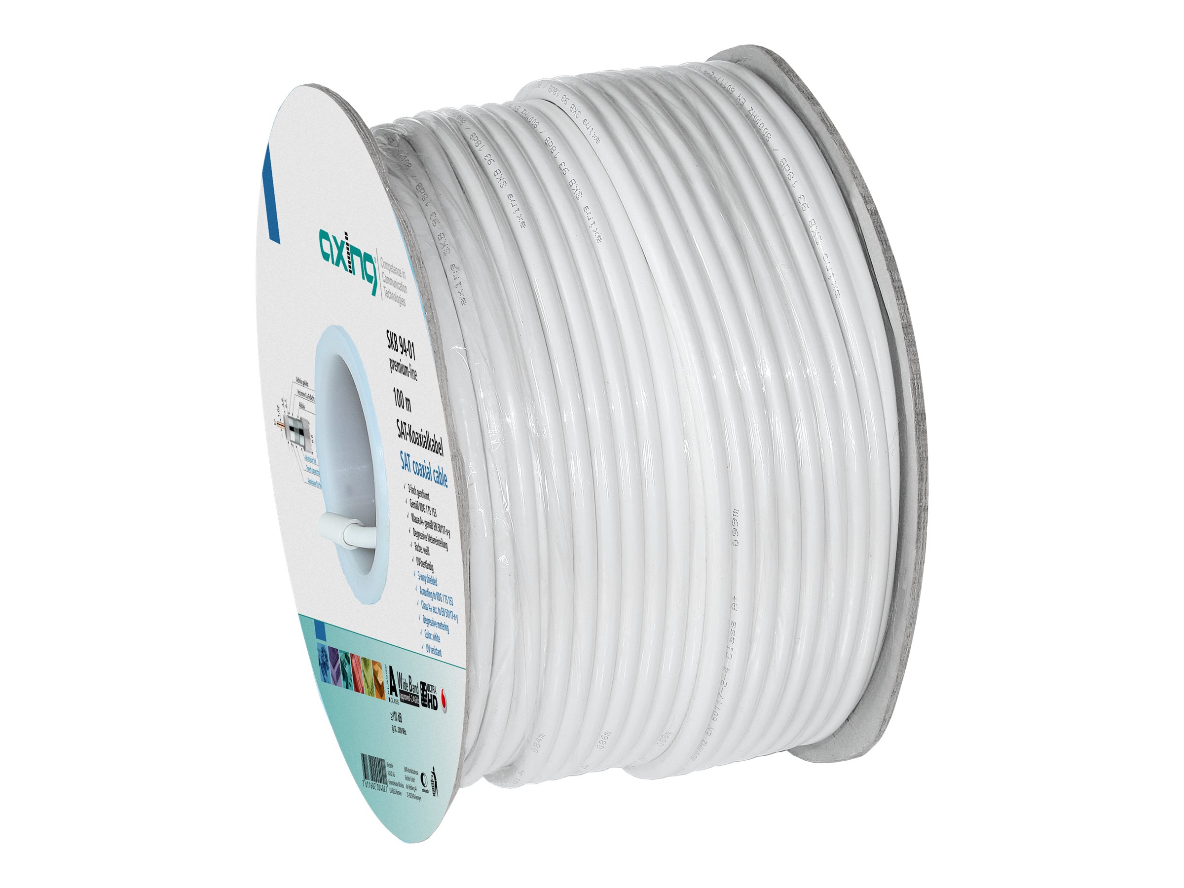 AXING premium-line SKB 94-01 Koaxialkabel 100 m Weiß