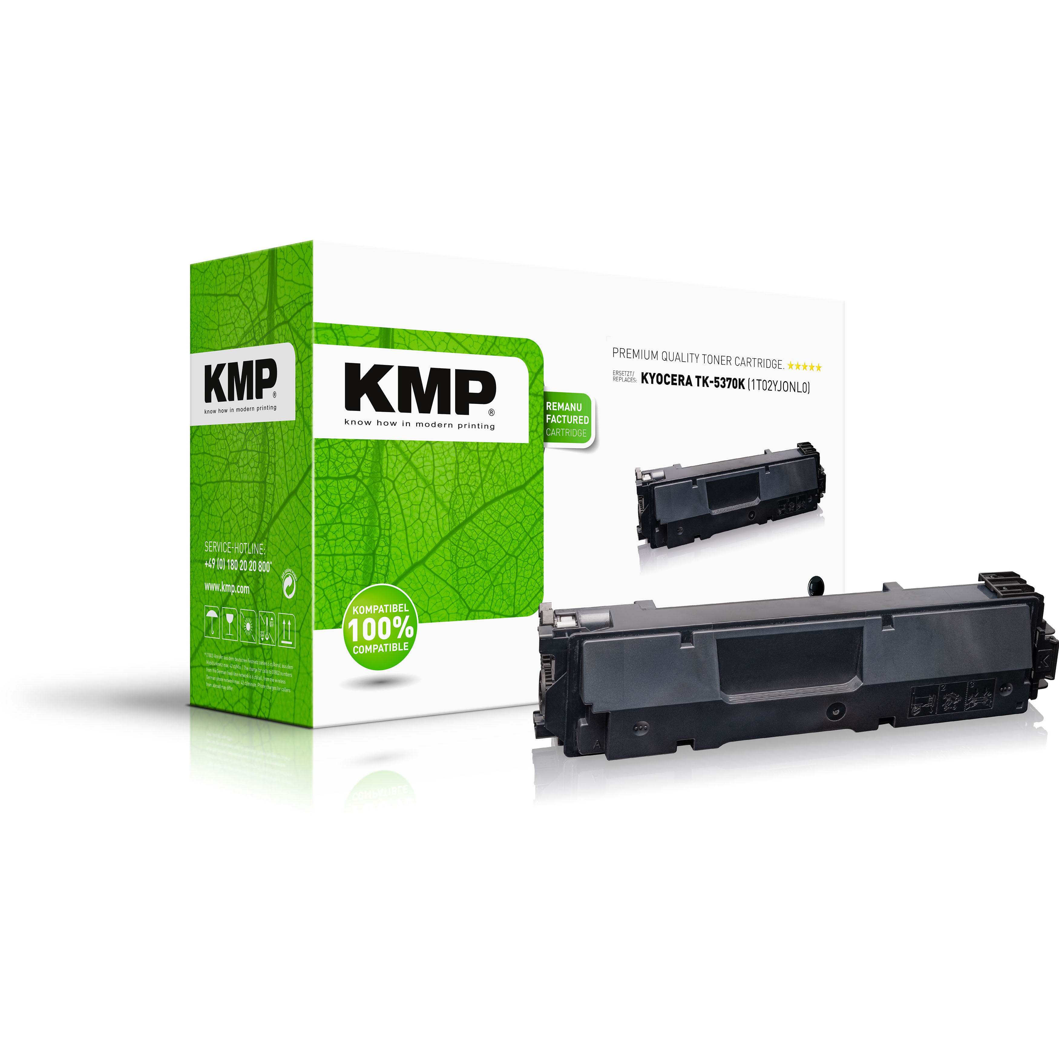 KMP Tonerkartusche kompatibel mit Kyocera TK-5370B für PA3500/MA3500 Serie, 7000 Seiten, generalüberholt, Schwarz