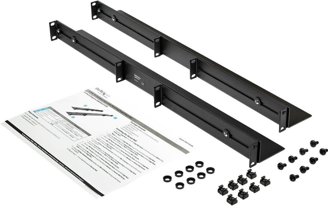 Startech UNIRAILS1UB 1HE 19" Rack-Schienen einstellbare Tiefe bis 90 kg Schwarz