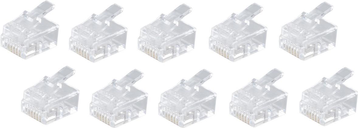 shiverpeaks ®-BASIC-S--Netzwerk Modular-Stecker RJ12 6polig, 6 Kontakte belegt, für Rundkabel, vergoldete Kontakte--VE 10 (BS72050-R10)