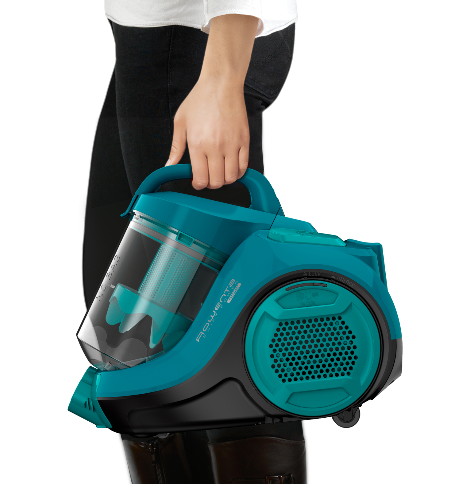Rowenta Swift Power Cyclonic RO2932EA Bodenstaubsauger 750 W Beutellos Türkis