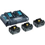 Makita DC18RD Batterieladegerät + Batterie 3 x (198458-6)