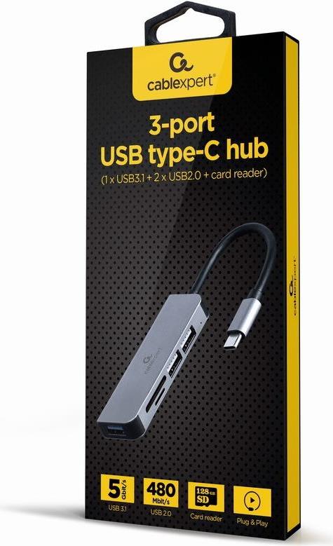 Gembird UHB-CM-CRU3P1U2P2-01 Notebook-Dockingstation & Portreplikator Kabelgebunden USB 3.2 Gen 1 (3.1 Gen 1) Type-A Silber (UHB-CM-CRU3P1U2P2-01)