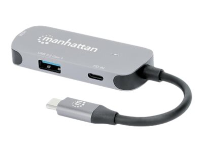 Manhattan USB-C Dock/Hub 130707 HDMI USB-A USB-C Power Delivery 100 W Space-grau