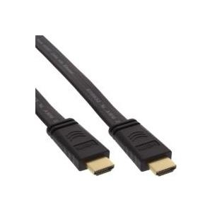 InLine® HDMI Flachkabel, High Speed HDMI® Cable with Ethernet, verg. Kontakte, schwarz, 1m (17011F)