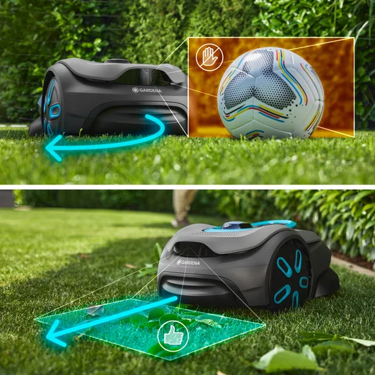Gardena smart SILENO sense 600 m² Mähroboter Kabellos mit Vision-KI Grau, Türkis