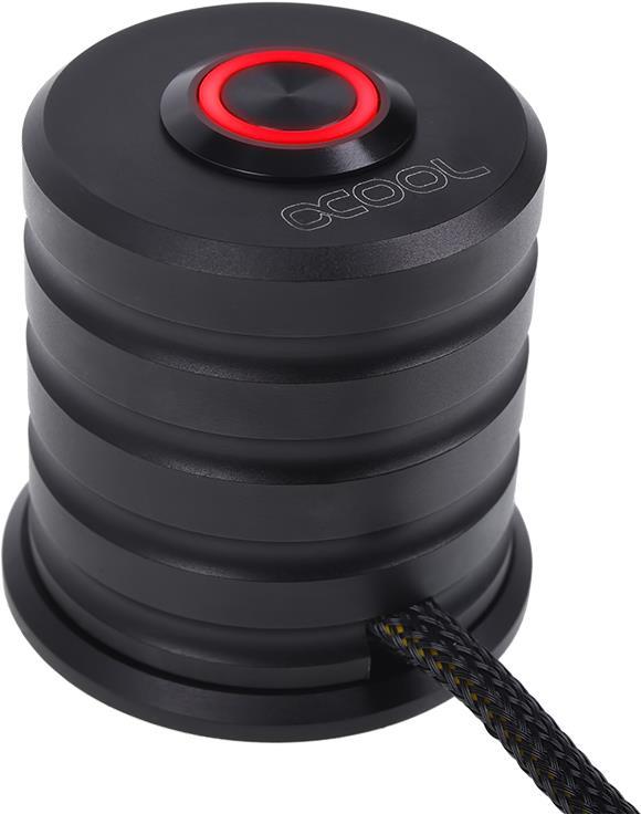 Alphacool Powerbutton mit Taster 19mm rot beleuchtet - Deep Black (17434)