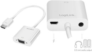 LogiLink 1.4 HDMI Adapterkabel, 150 mm, weiß Anschluss 1: HDMI-A Stecker, Anschluss 2: VGA-Kupplung + - 1 Stück (CV0150)