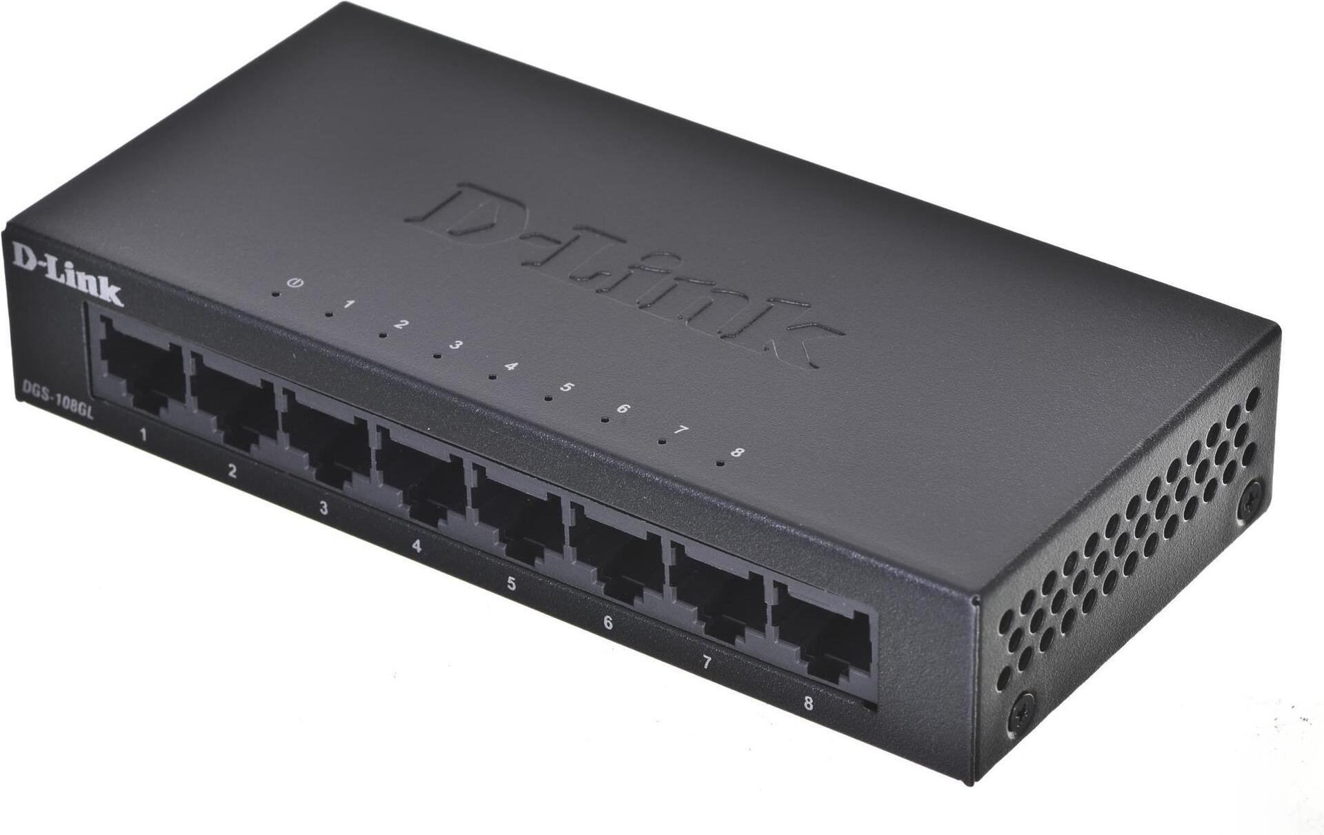 D-Link DGS-108GL Unmanaged Gigabit Switch 8 Ports Schwarz