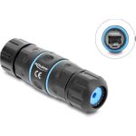 Delock Kabelverbinder RJ45 Buchse zu RJ45 Buchse Cat.6A mit M20 x 1,5 mm Gewinde kurze Bauweise IP68 staub- und wasserdicht (90658)