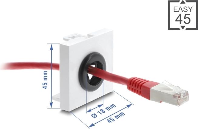 Delock Easy 45 Kabeldurchführung rund O weiß schwarz (91073)