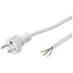 Wentronic Goobay Schutzkontaktkabel hitzbeständig zum Konfektionieren, 3 m, Weiß,Silber, Weiß-Silber - Typ F (Typ F, CEE 7/7) > lose Kabelenden (50504)