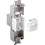Wentronic Goobay CAT 6A KeyStone RJ45 Jack, STP geschirmt, 500MHz, slim line - Zum Einbau in Modular-Verteilerfelder bis 24 Port und Anschlussdosen (90864)