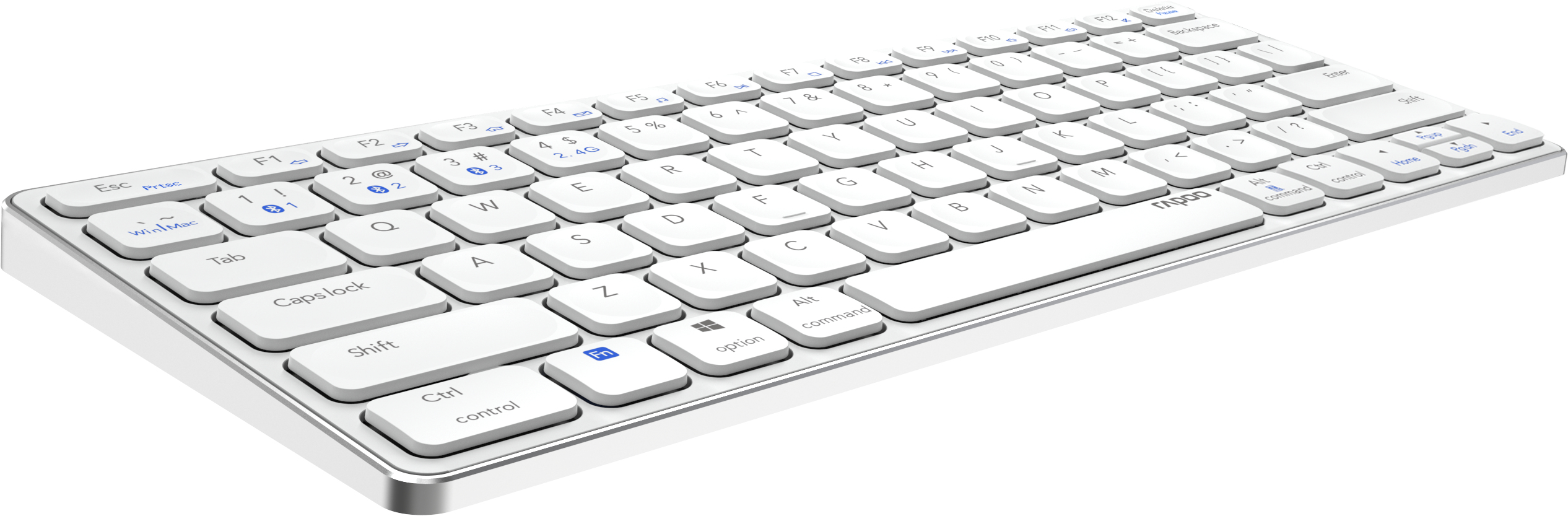 Rapoo E9600M Kabellose Mini-Tastatur RF Wireless + Bluetooth QWERTZ Weiß