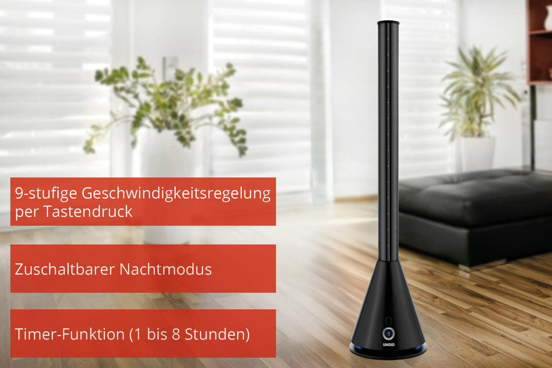 Unold Black Tower Turmventilator 26 W Schwarz