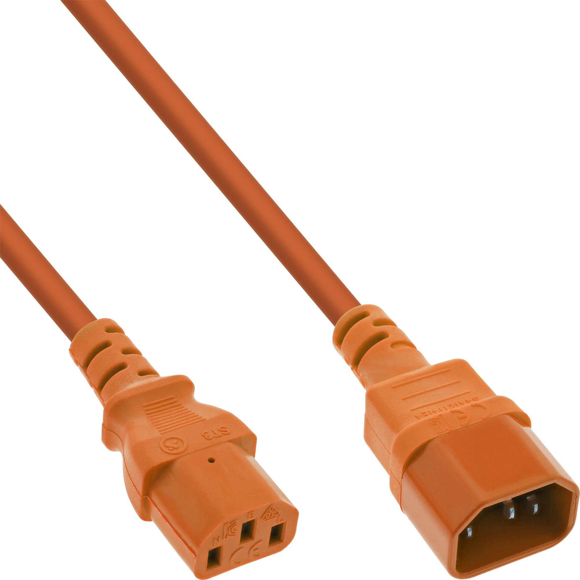 InLine - Spannungsversorgungs-Verlängerungskabel - IEC 60320 C13 bis IEC 60320 C14 75cm - orange (16507O)