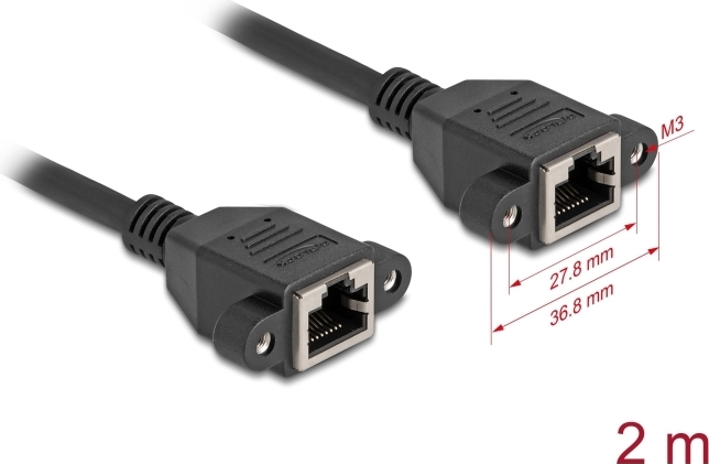 Delock Netzwerk Verlängerungskabel S/FTP RJ45 Buchse zu Cat.6A flache (90785)