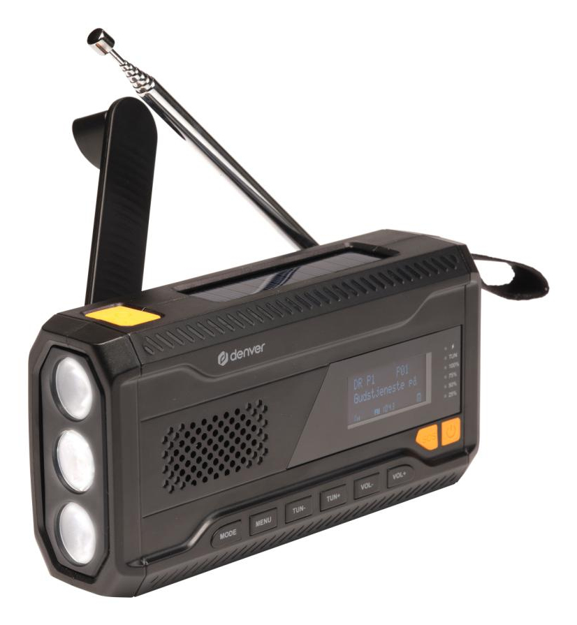 Denver SCD-2033 Tragbares DAB+/FM Radio Solar Kurbel USB Typ C Schwarz