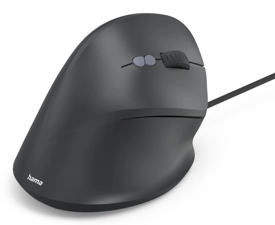 Hama ECM-500R Ergonomische Vertikalmaus Kabelgebunden USB-A 1800 DPI 7 Tasten Schwarz