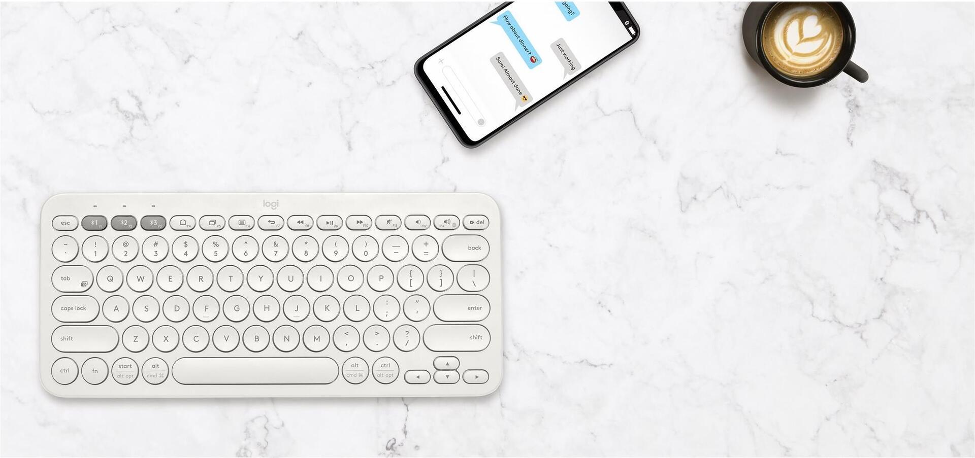 Logitech K380 Multi-Device Bluetooth Tastatur Off-White