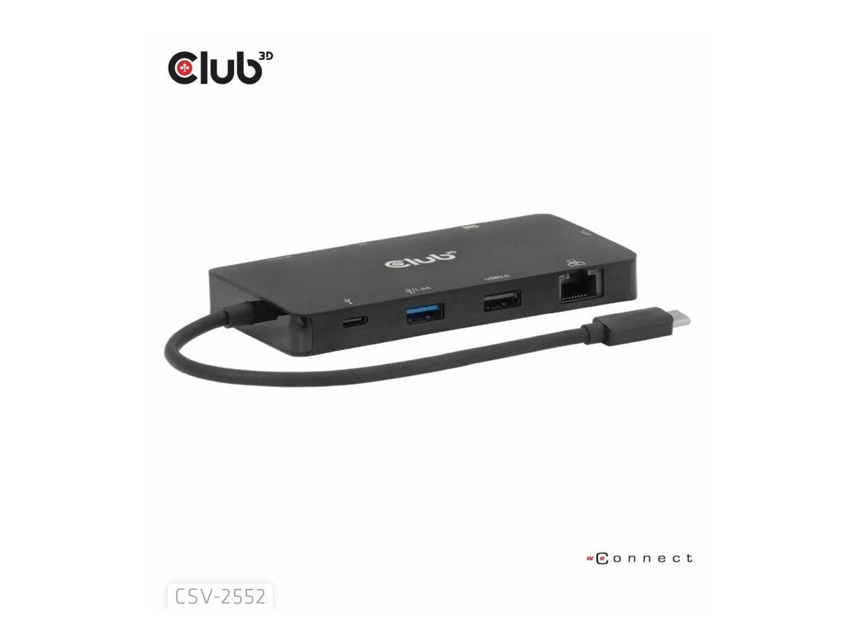 Club 3D CSV-2552 9-in-1 USB-C Hub Dual HDMI PD 100W Schwarz
