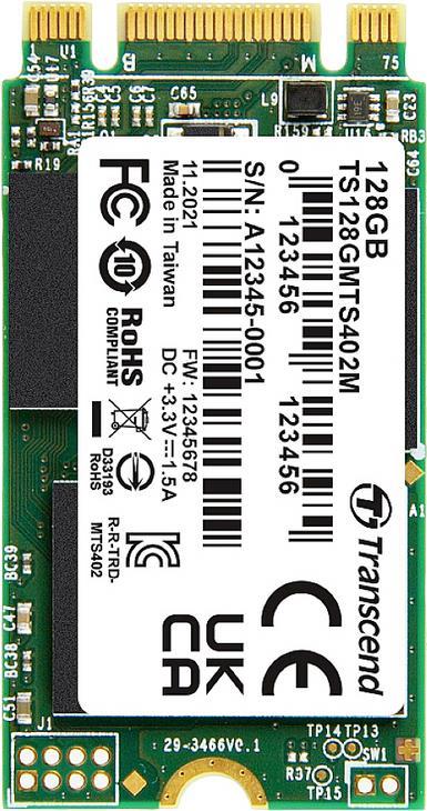 Transcend MTS402M - SSD - 128 GB - intern - M.2 2242 (doppelseitig) (M.2 2242 (doppelseitig)) - SATA 6Gb/s
