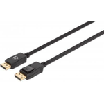 MANHATTAN 8K@60Hz DisplayPort 1.4 Kabel DisplayPort-Stecker auf DisplayPort-Stecker, 3 m, unterstützt 4K@120Hz, HDR, vergoldete Kontakte, Rastnase und geflochtene Ummantelung, schwarz (353625)
