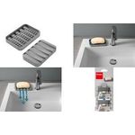 metaltex Seifenablage Gravity-Soap, grau Material: PEVA PE 50% + EVA 50%, beidseitig verwendbar, - 1 Stück (297019000)