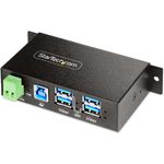 StarTech.com 4-Port Managed USB Hub with 4x USB-A, Heavy Duty with Metal Industrial Housing, ESD & Surge Protection, Wall/Desk/Din-Rail Mountable, USB 3.0/3.1/3.2 Gen 1 5Gbps (5G4AINDRM-USB-A-HUB)