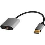 LogiLink CDA0108 DisplayPort Adapter DP/M to HDMI A/F,4K/60 Hz, alu, black/grey, 0.15m (CDA0108)