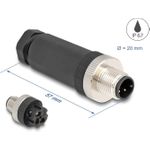 Delock M12 Steckverbinder A-kodiert 3 Pin Stecker zur Montage mit Schraubanschluss (60566)