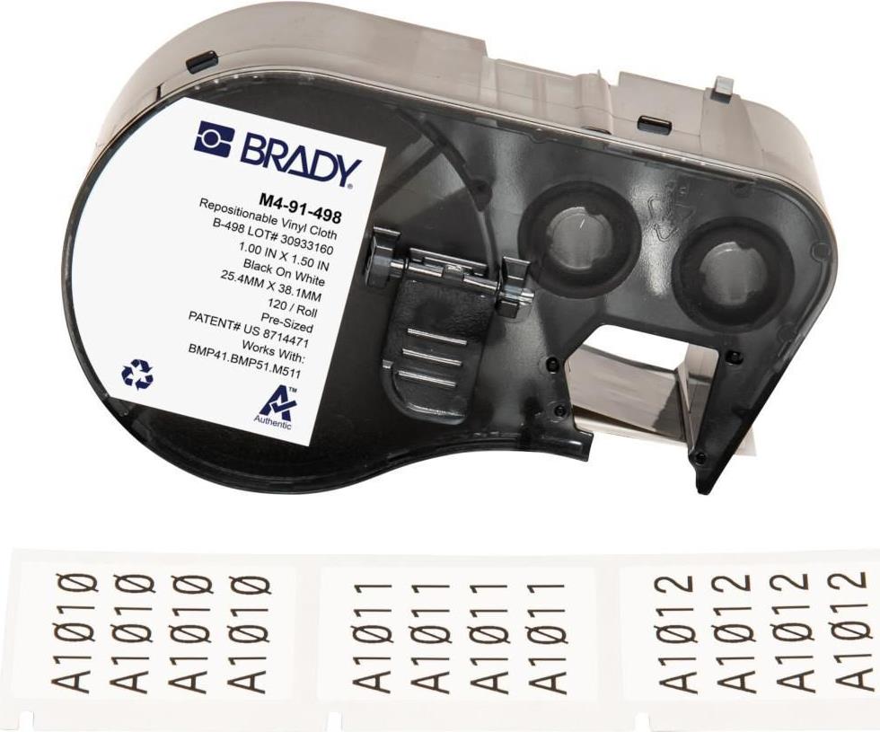 Brady M4-91-498 Druckeretikett Schwarz - Weiß Selbstklebendes Druckeretikett (M4-91-498)