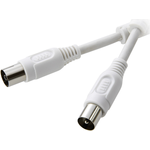 SpeaKa Professional Antennen Anschlusskabel [1x Antennenstecker 75 ? - 1x Antennenbuchse 75 ?] 1.50 m 90 dB mit Ferritkern Weiß (SP-7869956)