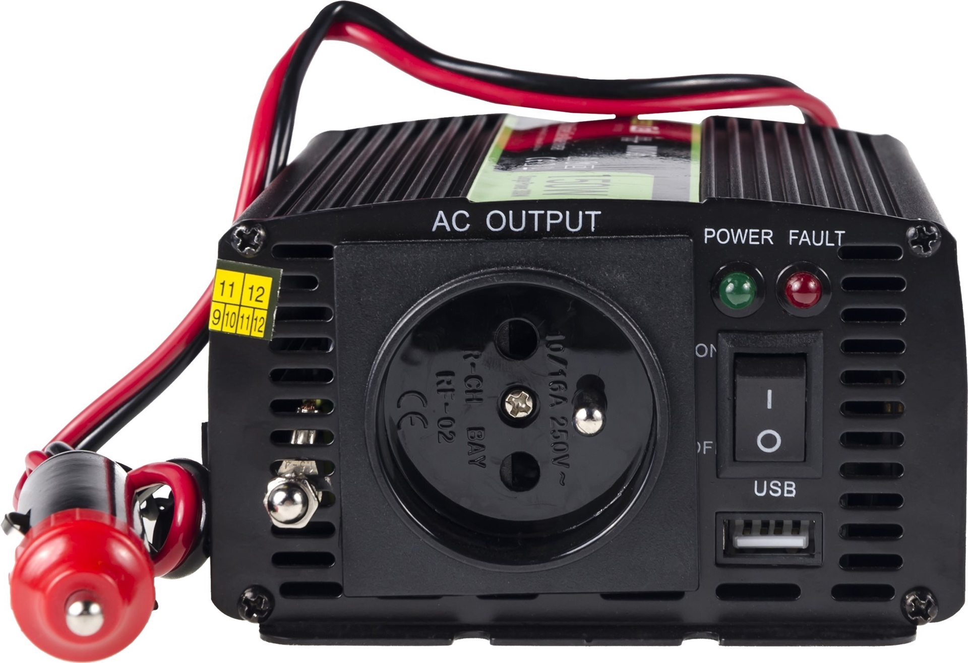 Green Cell INV06 Auto-Wechselrichter 12 V auf 230 V 150 W Schwarz