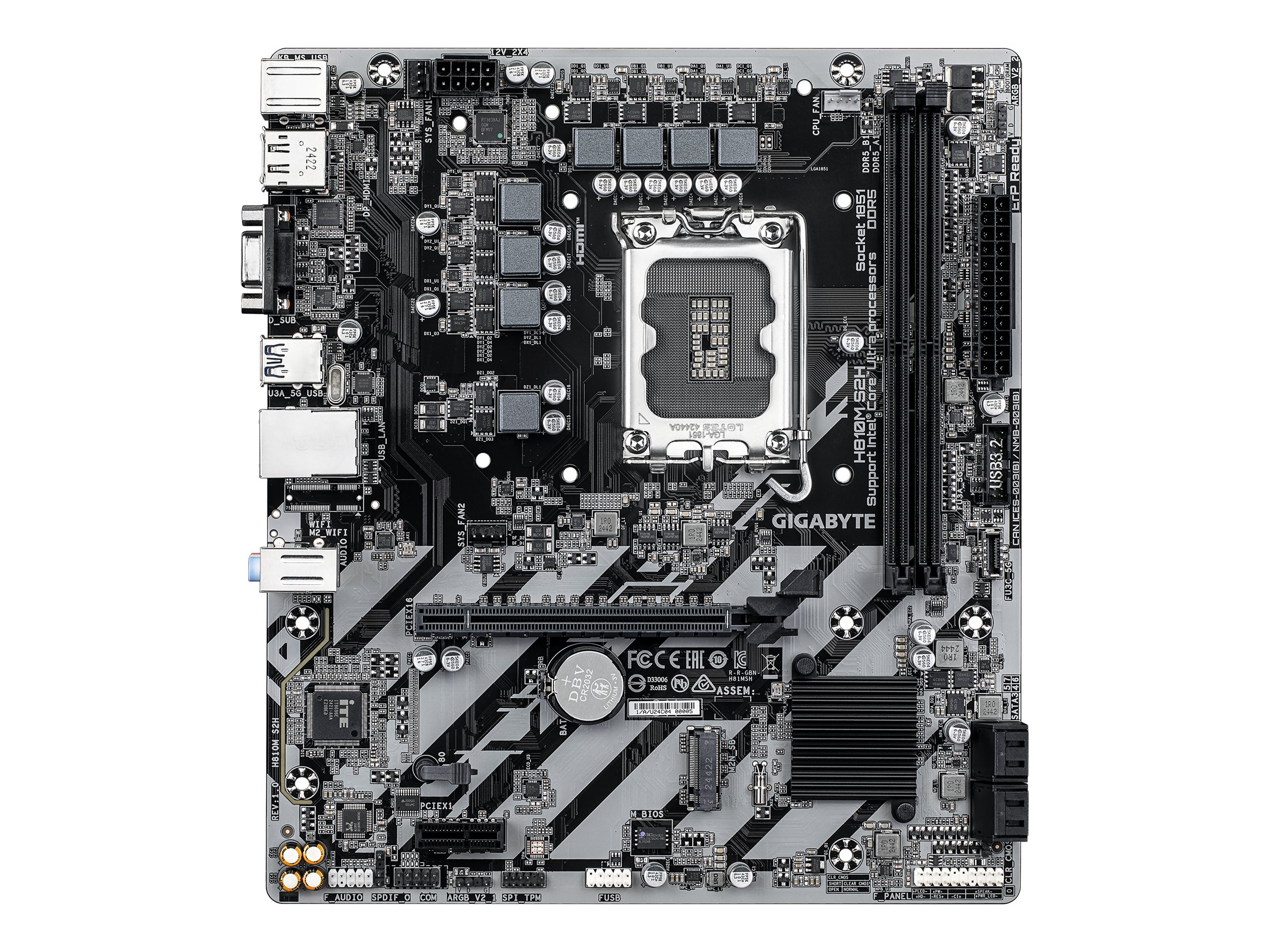 Gigabyte H810M S2H Mainboard LGA1851 Intel H810 Micro ATX DDR5 Dark Brown