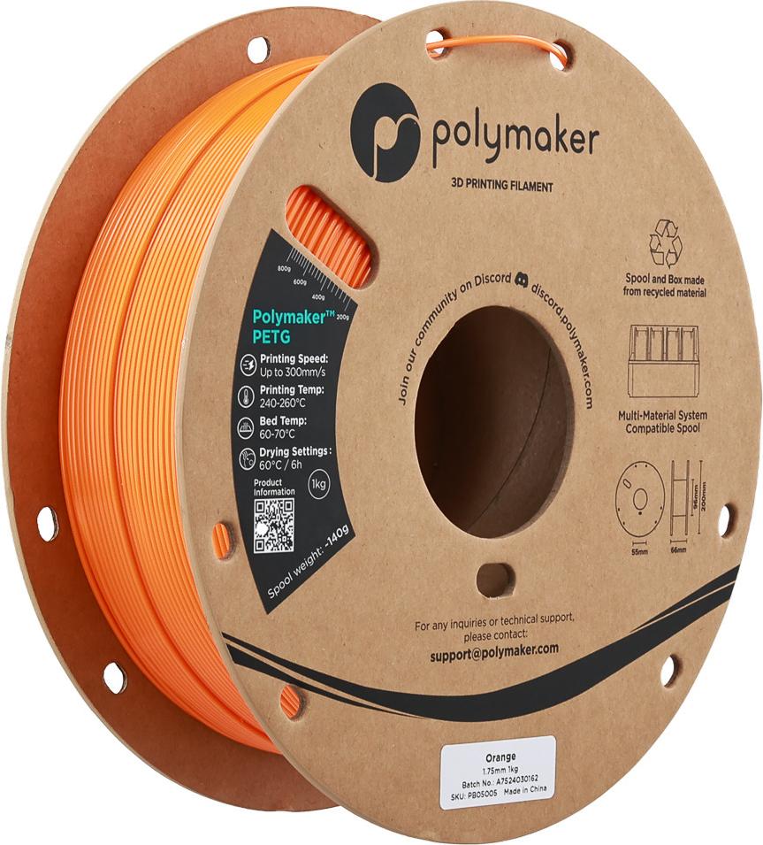 PETG 1,75mm ORANGE 1kg POLYMAKER 3D FILAMENT (PB05005)