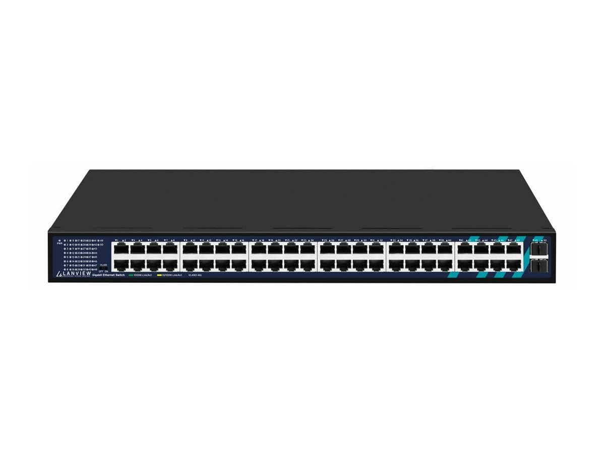 Lanview Unmanaged Gigabit Ethernet Switch 48-Port RJ45 + 2x SFP Schwarz