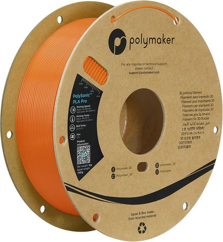 PLA PRO HS TOUGH 1,75mm ORANGE 1kg POLYMAKER POLYSONIC 3D FILAMENT (PA13007)