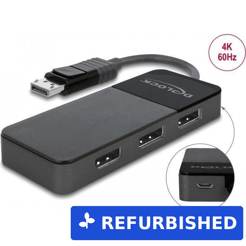 DeLock DisplayPort 1,4 Splitter 1 x DisplayPort in > 3 x DisplayPort out (87737)