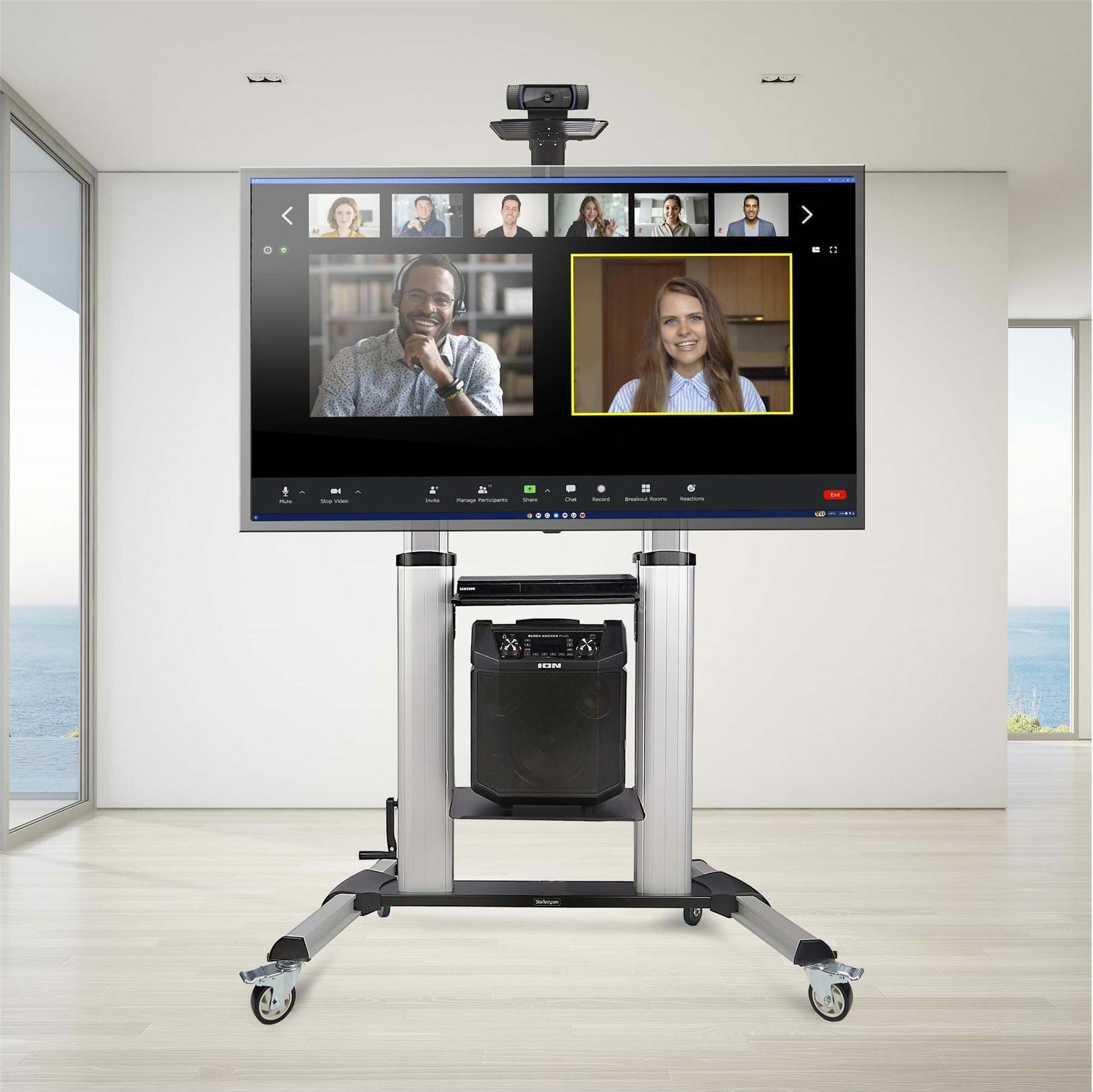 StarTech.com 1110C-MOBILE-TV-CART Mobiler TV-Wagen 60-100" 100 kg Schwarz, Silber