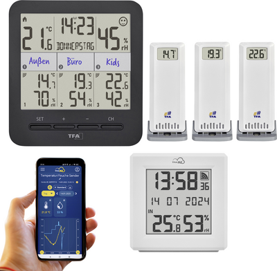 TFA Dostmann TFA.me Starter Set mit WLAN Gateway und KLIMA@HOME 2 Funk-Thermo-/Hygrometer Schwarz, Weiß 35.8109.02 (35.8109.02)