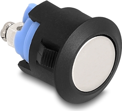 Delock Drucktaster zum Einbau 16mm 2 x Schraubklemme Taster flach Kunststoff Snap in (22043)