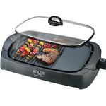 Adler AD 6610 Elektro-Tischgrill Schwarz 3000 W mit Deckel und stufenloser Temperaturregelung
